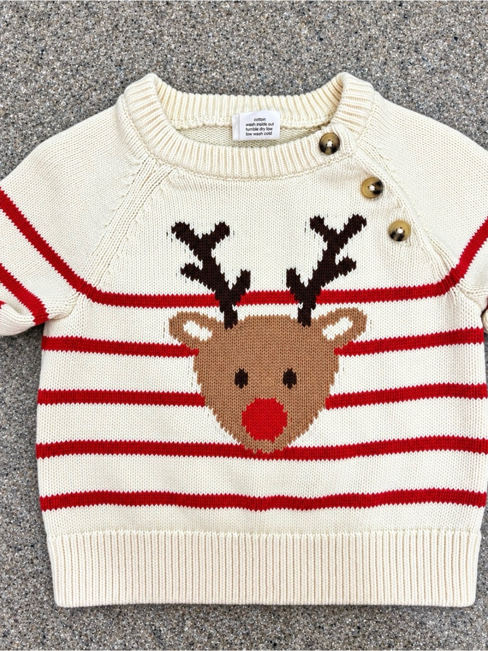 Darling Out Cream Red Striped Reindeer Knit Top